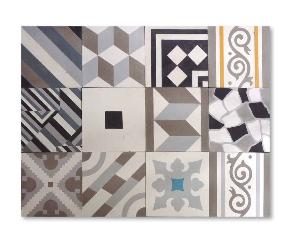 Patchwork white Cement tile Patchwork Ref White